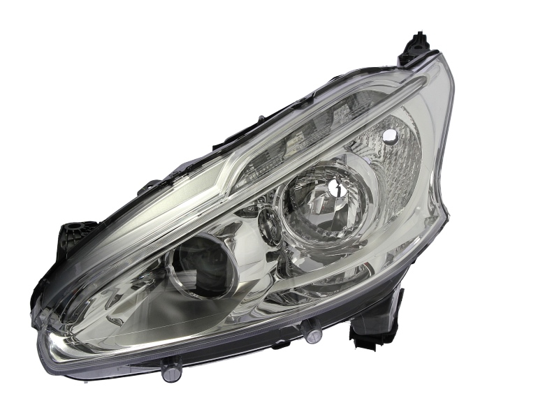 Far fata Stanga potrivit PEUGEOT 208 I, 208 HATCHBACK (H1 H7, electric, cu motor, culoare insert: cromat, culoare semnalizator: transparent)