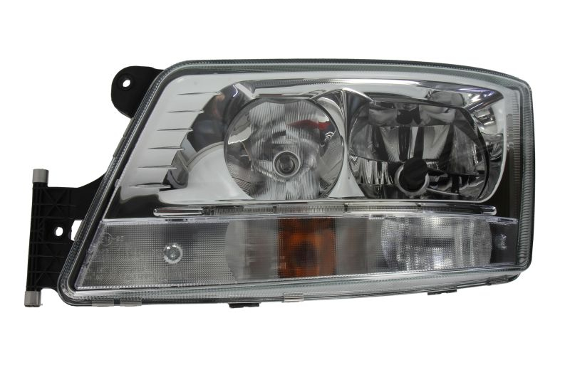Far stanga EURO 6 potrivit MAN TGX I 2016-2021 (2 LED D1R H7 PY21W, electric, cu motor, cu lumina de zi, culoare insert: crom platinat, culoare