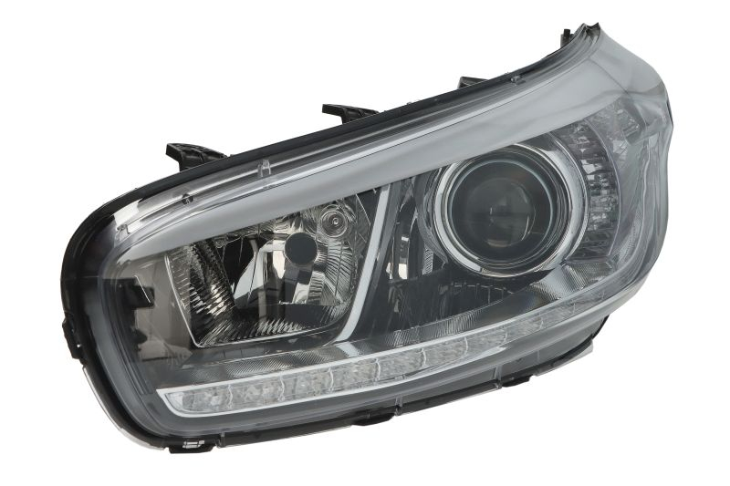 Far Stanga potrivit KIA CEE D 2012-2012 (3 H7 LED PY21W, electric, cu motor, lumini de zi, culoare insert: negru)