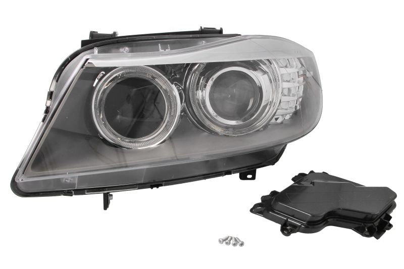 Far Stanga potrivit BMW 3 (E90), 3 (E91) pana in 2012 (bi-xenon, D1S H8 LED, electric, cu motor, culoare insert: negru)