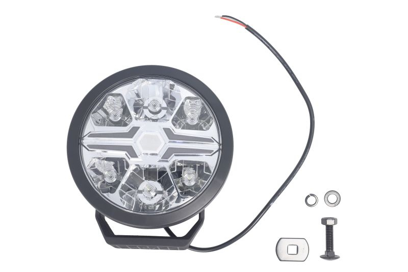 Far universal stanga dreapta (rotund, BLADE, LED, 12 24V, 22W, diametru 181mm, adancime: 96mm, transparent, aluminiu, negru, lumini pozitie, lungime