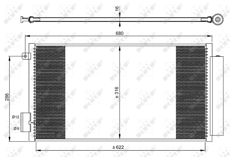 Radiator AC condensator cu uscator potrivit FIAT 500L, TIPO 0.9-1.6D dupa 2012