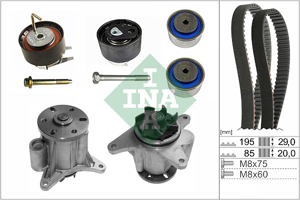 Set pompa apa + curea dintata potrivit JAGUAR S-TYPE II, XF I, XJ; LAND ROVER DISCOVERY III, DISCOVERY IV, RANGE ROVER SPORT I 2.7D 2004-2018