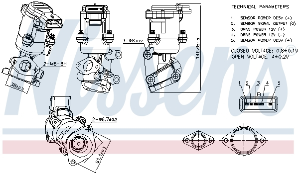 Supapa EGR potrivit CITROEN C5 III, C6; JAGUAR S-TYPE II, XF I, XJ; LAND ROVER DISCOVERY III, DISCOVERY IV RANGE ROVER SPORT I; PEUGEOT 407, 607 2.7D
