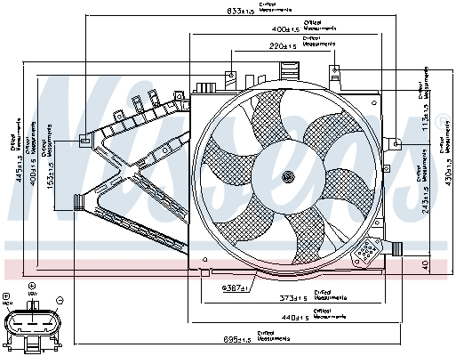 Ventilator radiator potrivit CHEVROLET CORSA; OPEL COMBO TOUR, COMBO MINIVAN, CORSA C, TIGRA 1.0-1.7D dupa 2000 - (cu carcasa)