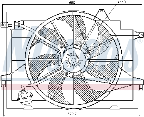 Ventilator radiator potrivit HYUNDAI TUCSON; KIA SPORTAGE II 2.0 2.0D dupa 2004 - (cu carcasa)
