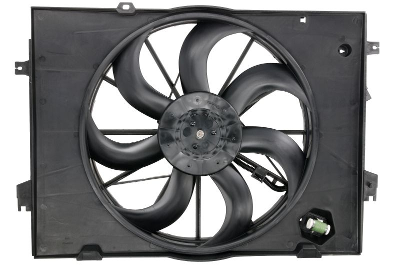 Ventilator radiator potrivit HYUNDAI TUCSON; KIA SPORTAGE II 2.0 2.0D dupa 2004 - (cu carcasa)