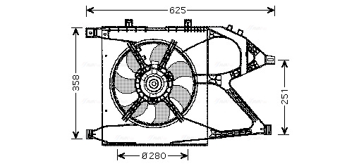 Ventilator radiator potrivit OPEL COMBO TOUR, COMBO MINIVAN, CORSA C, CORSA C HATCHBACK, TIGRA 1.0-1.8 dupa 2000 (cu carcasa)