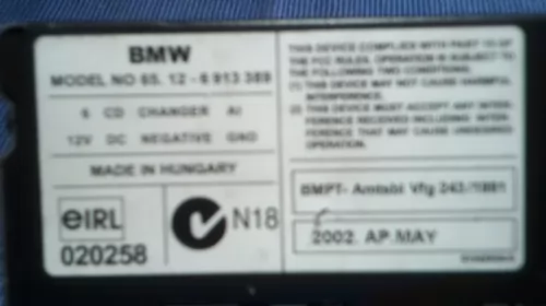 Magazie CD(6) Changer BMW Seria 3 E46, an de fabricatie 1997 - 2004, cod  6913388, 6913389 [2]