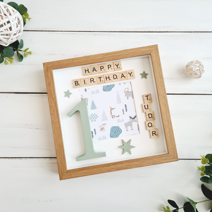 Happy Birthday Kids - Rama foto litere scrabble zi nastere [1]