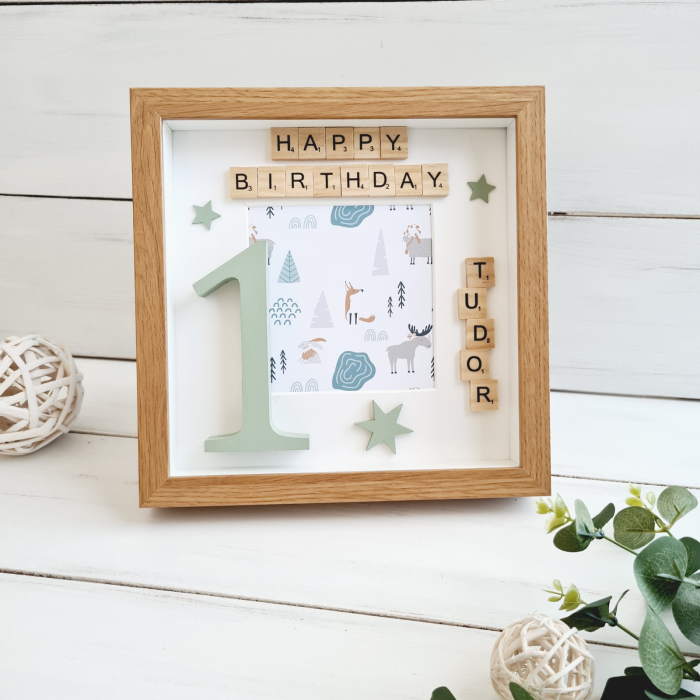 Happy Birthday Kids - Rama foto litere scrabble zi nastere [2]