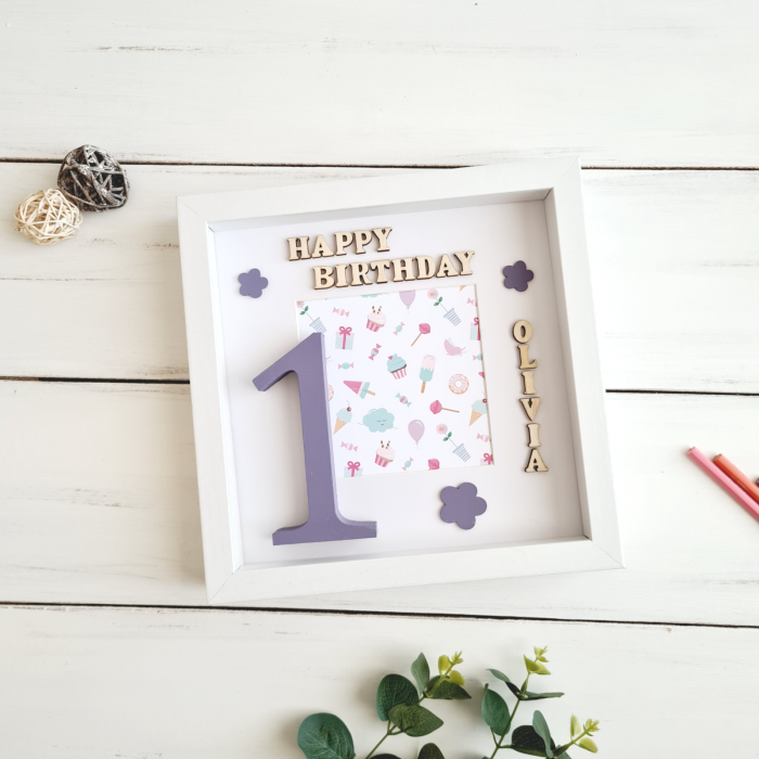 Happy Birthday Kids - Rama foto litere lemn zi nastere [1]