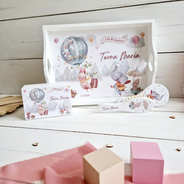 Adventure Awaits - Set Aniversare 1An - Tava mot, Cutie suvita, Set perie+oglinda [1]