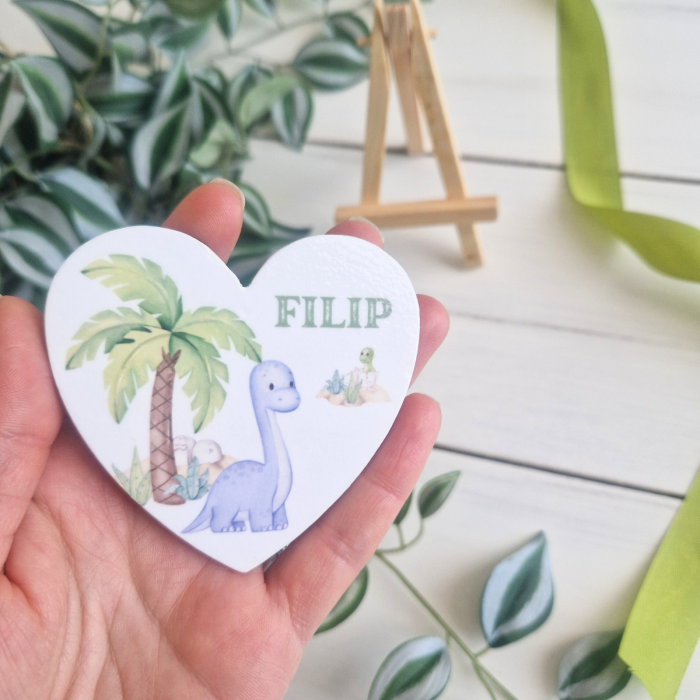 Baby Elephant - Mărturie botez inimă lemn - Marturii magneti personalizati [2]