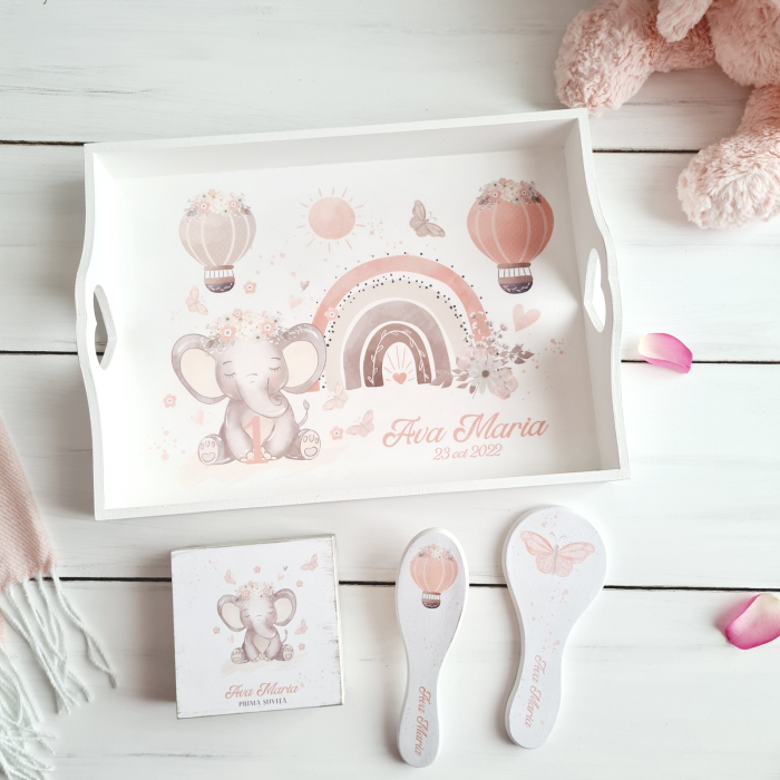 Baby Elephant - Set 1An - Tava mot, Cutie suvita, Set perie+oglinda [2]