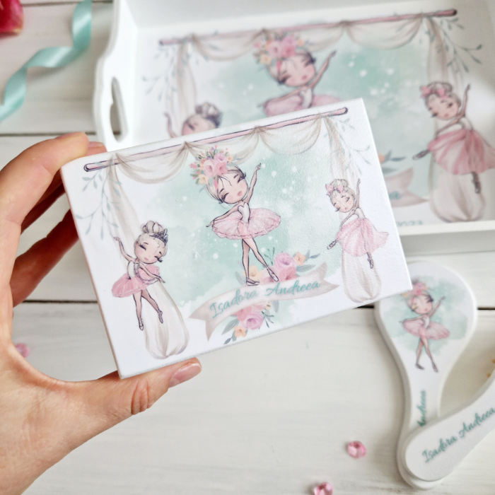Ballerinas - Set Tava mot, cutie, perie si oglinda - Aniversare 1An [3]