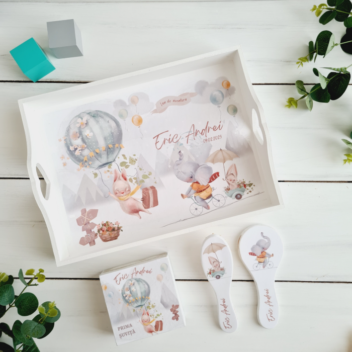 Adventure Awaits - Set Aniversare 1An - Tava mot, Cutie suvita, Set perie+oglinda [5]