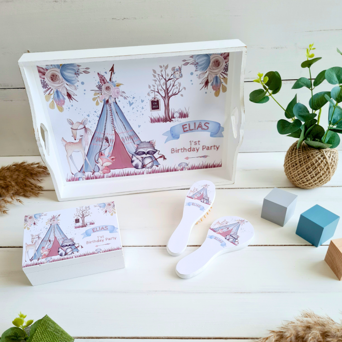 Forest Friends  - Set 1 An - Tava mot, cutie, perie si oglinda [1]