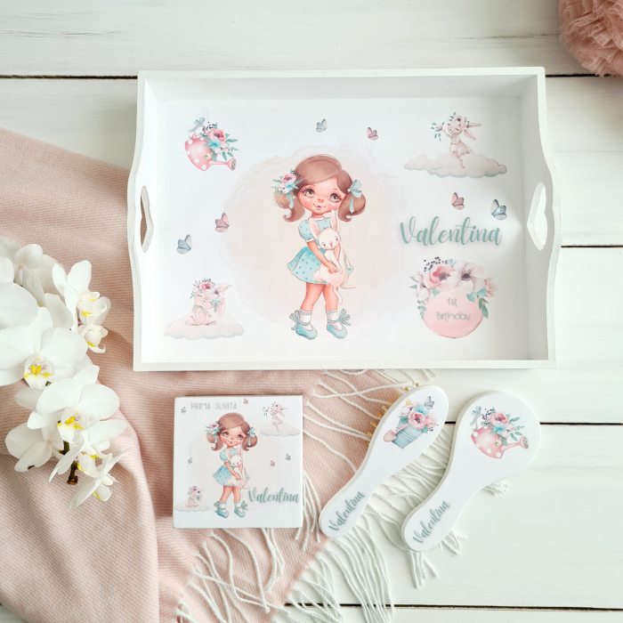 Lovely Spring - Set Aniversare 1An – Tava mot, cutie, perie si oglinda [2]