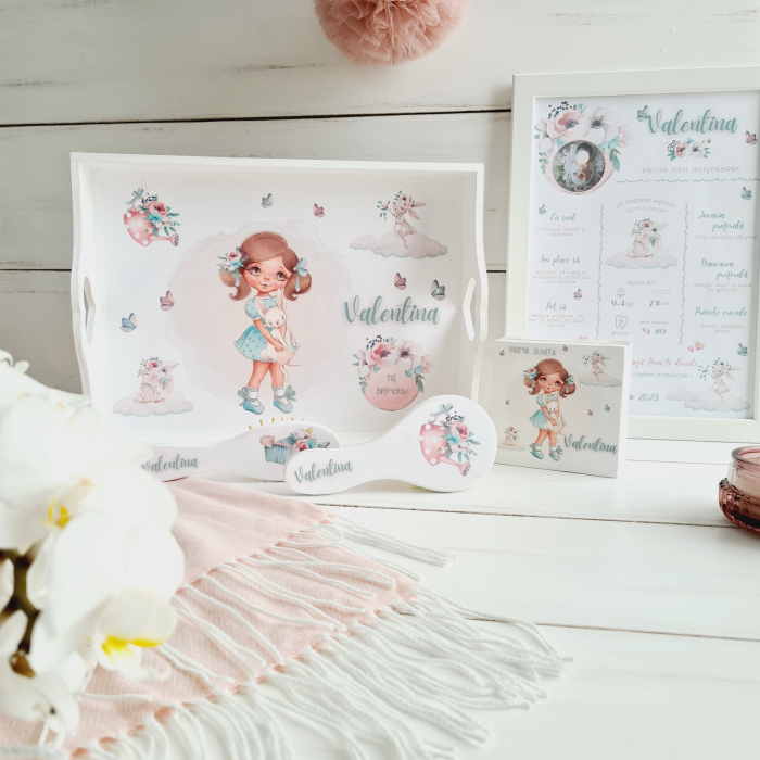 Lovely Spring - Set Aniversare 1An – Tava mot, cutie, perie si oglinda [1]