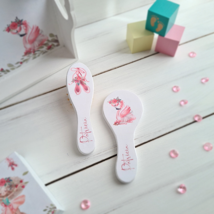 Pink Ballet - Set prima aniversare – Tava mot, cutie, perie si oglinda [6]