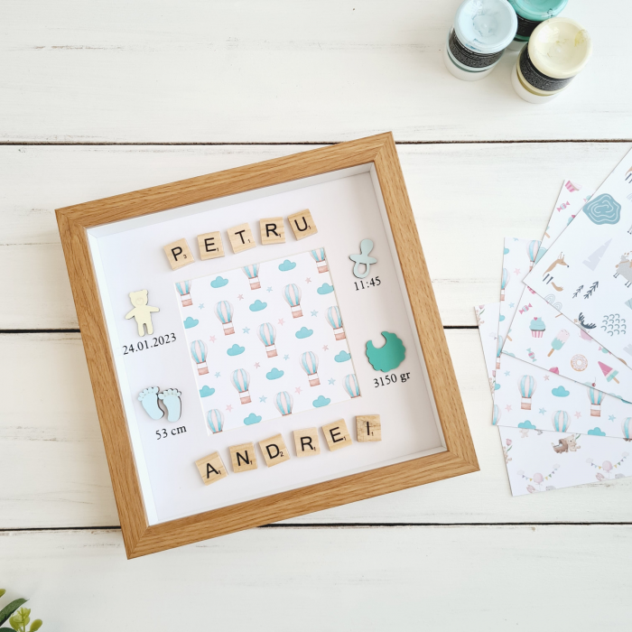 Scrabble Baby Name - Rama foto detalii nastere si nume format din piese scrabble [2]