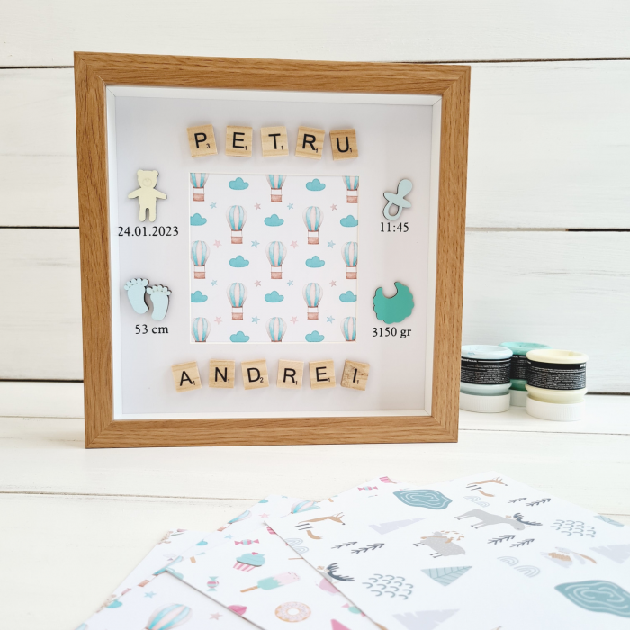 Scrabble Baby Name - Rama foto detalii nastere si nume format din piese scrabble [3]