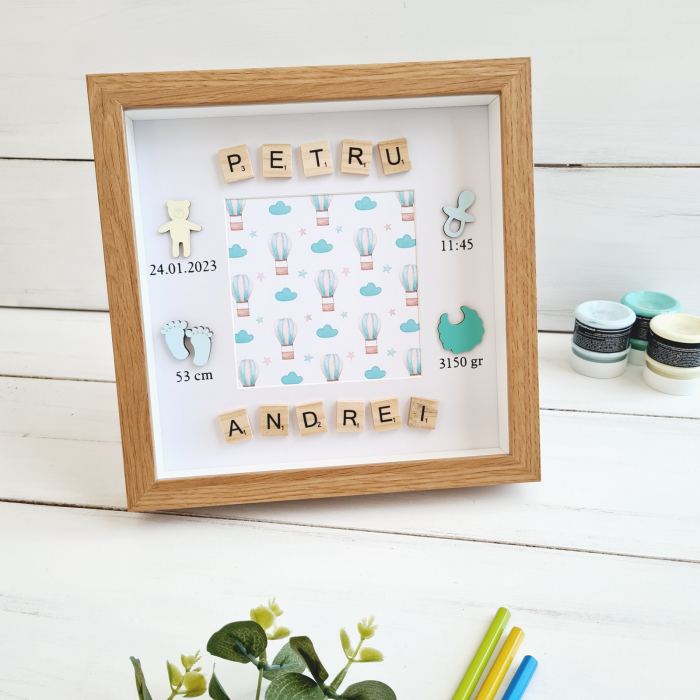 Scrabble Baby Name - Rama foto detalii nastere si nume format din piese scrabble [1]