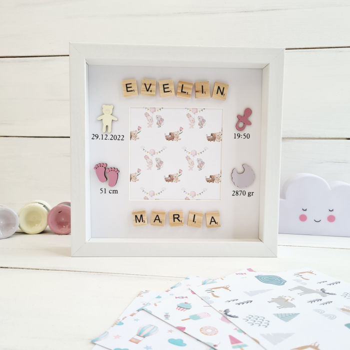 Scrabble Baby Name - Rama foto detalii nastere si nume format din piese scrabble [1]