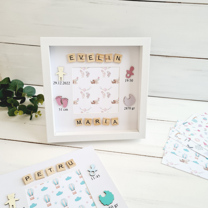 Scrabble Baby Name - Rama foto detalii nastere si nume format din piese scrabble [4]