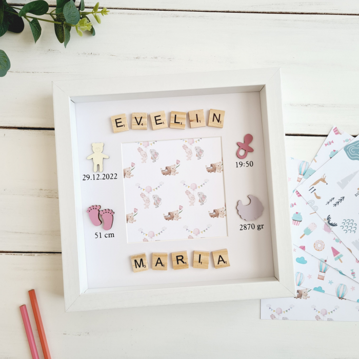 Scrabble Baby Name - Rama foto detalii nastere si nume format din piese scrabble [2]