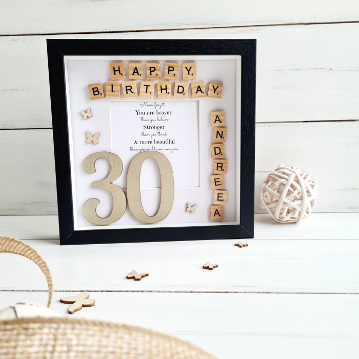 Scrabble Happy Birthday - Rama foto personalizata Zi de Nastere [2]