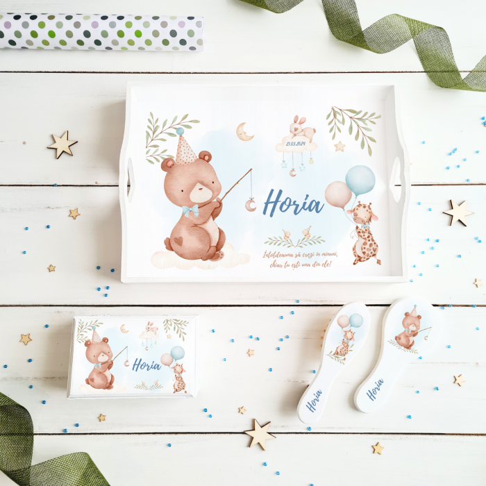     Set aniversare 1 An personalizat - Sleepy Elephant - Tavita mot si accesorii [1]