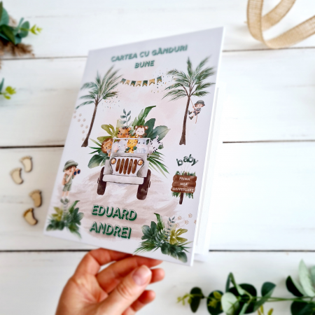Aniversare 1An - In the Jungle - Cutie de lemn personalizata (Cartea cu ganduri bune sau Prima mea cutie cu amintiri)