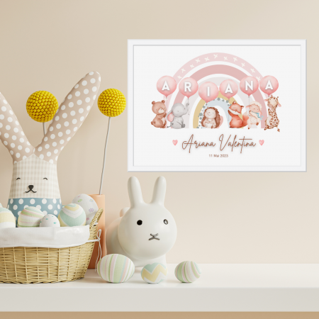 Tablouri Decorative - Animalute Vesele – Tablou copii personalizat cu nume format din litere in baloane colorate