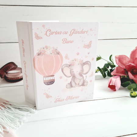 Baby Elephant - Cutie de lemn personalizata (Cartea cu ganduri bune sau Prima mea cutie cu amintiri) [2]