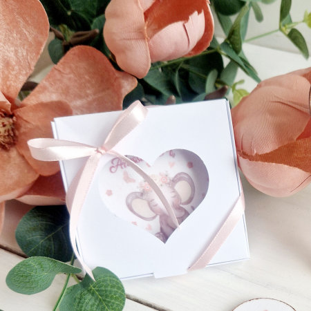 Baby Elephant - Mărturie botez inimă lemn - Marturii magneti personalizati [2]