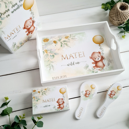Ursulet visator - Set Aniversare 1 An personalizat - Set Tava mot [2]