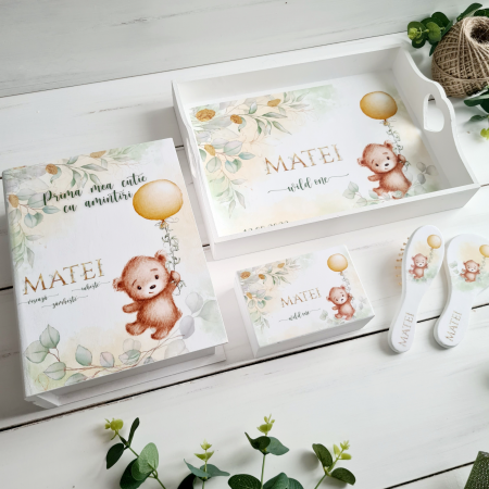 Ursulet visator - Set Aniversare 1 An personalizat - Set Tava mot [3]