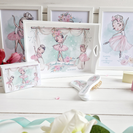 Ballerinas - Set Tava mot, cutie, perie si oglinda - Aniversare 1An [1]