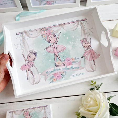 Aniversare 1An - Ballerinas - Set Tava mot, cutie, perie si oglinda - Aniversare 1An
