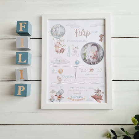 Blue Footprint - Tablou Decorativ Personalizat cu Detalii Nastere [3]