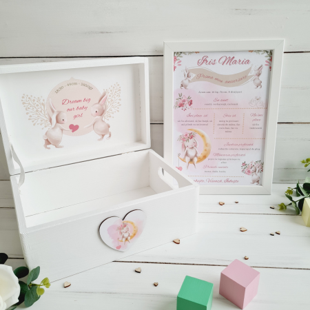 Bunnies In Love - Cutie lemn personalizata de pastrat amintiri – Cutie trusou botez [3]
