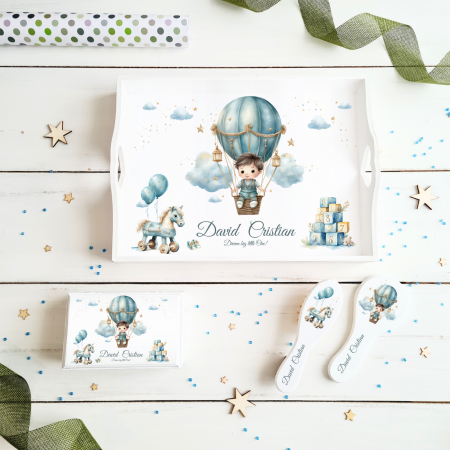Aniversare 1An - Calatorie cu Balonul - Tava mot si accesorii - Set 1 An personalizat