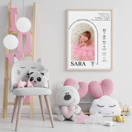 Rame Foto - Cute Me - Poster bebe personalizat cu detalii nastere si mesaj 