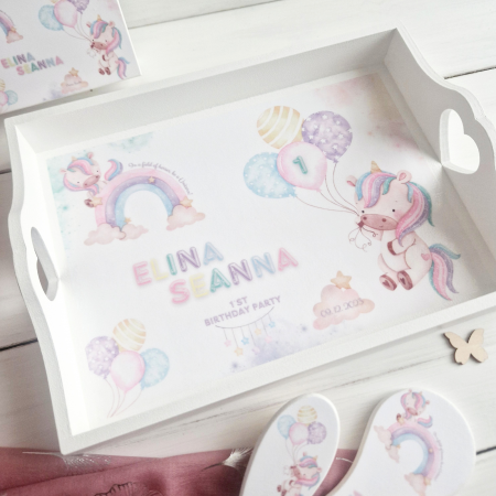Cute Unicorn - Set Prima Aniversare – Tava mot, cutie, perie si oglinda [1]