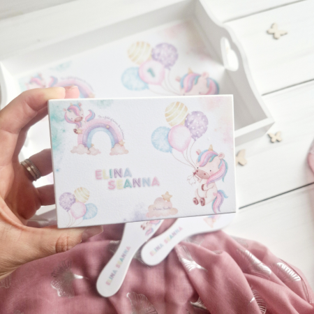 Cute Unicorn - Set Prima Aniversare – Tava mot, cutie, perie si oglinda [3]
