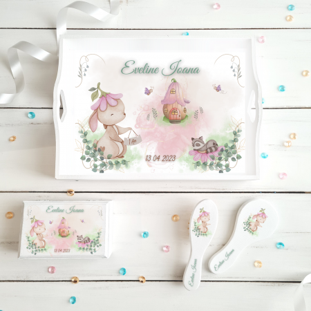 Aniversare 1An - Hello Spring - Set Prima Aniversare – Tava mot, cutie, perie si oglinda