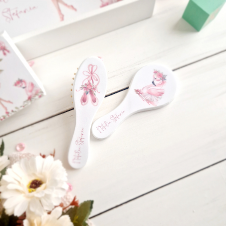 Pink Ballet - Set prima aniversare – Tava mot, cutie, perie si oglinda [3]