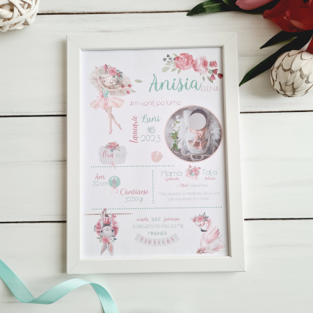 Pink Footprint - Tablou Decorativ Personalizat cu Detalii Nastere [1]